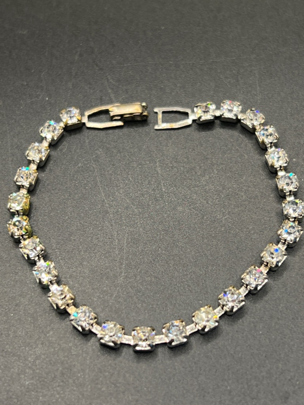 Vintage Clear Crystal Bracelet - Silver Tone